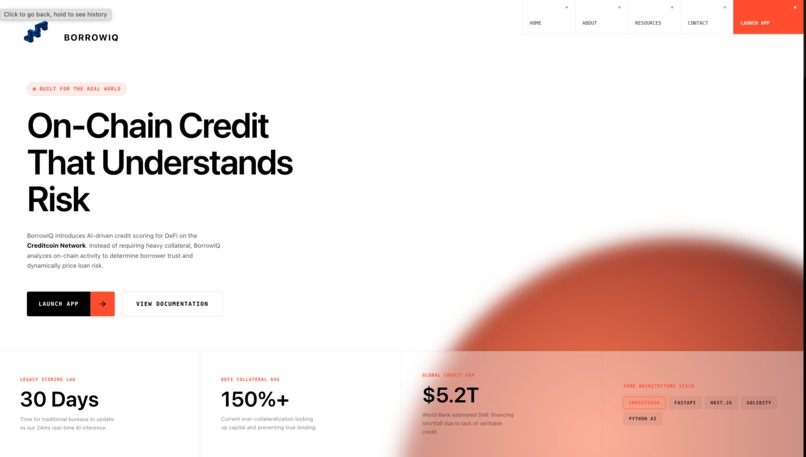 BorrowIQ — AI-Powered On-Chain Credit Intelligence – screenshot 1