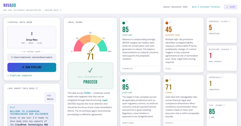 NovaDD | AI-Powered M&A Due Diligence Orchestrator – screenshot 1