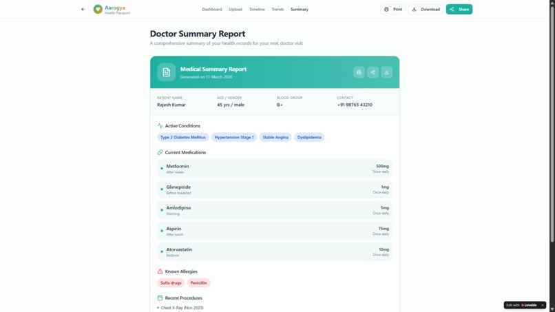 Aarogya Passport — AI Medical Memory for Patients – screenshot 3