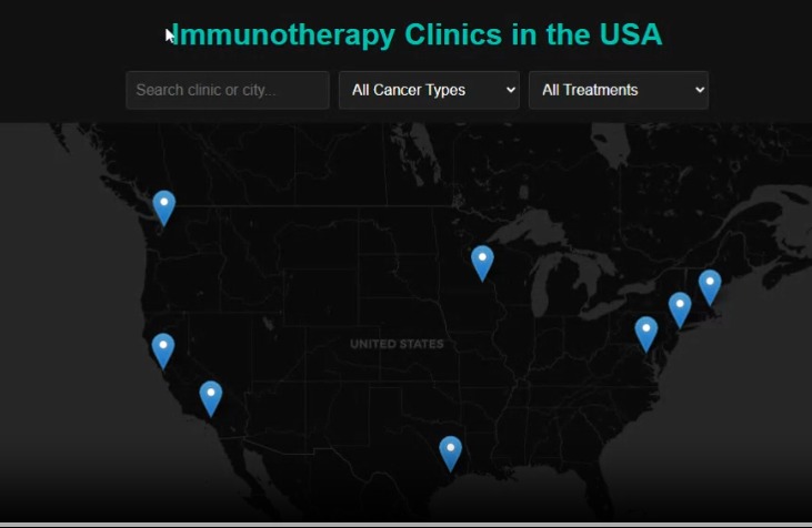 Immunotherapy Clinics Map (USA) – screenshot 1