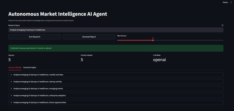 Autonomous Market Intelligence AI Agent  – screenshot 1