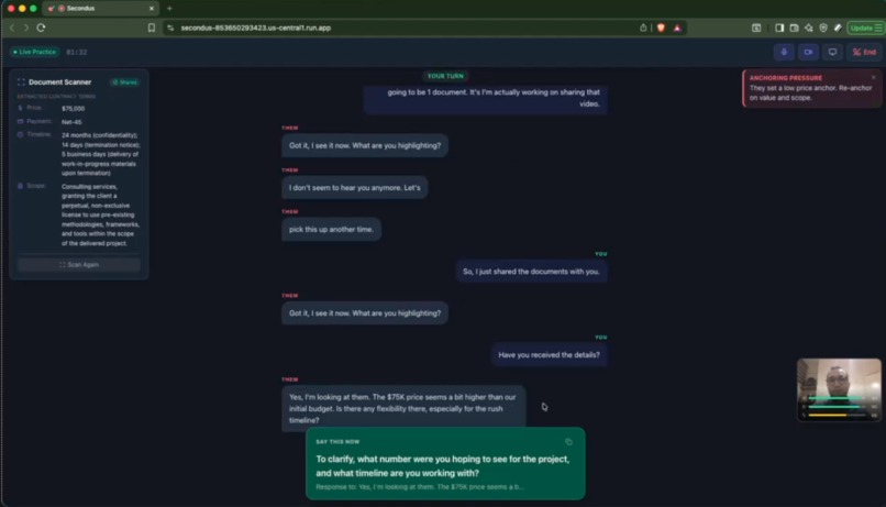 Secondus: Real-Time Negotiation Copilot – screenshot 4
