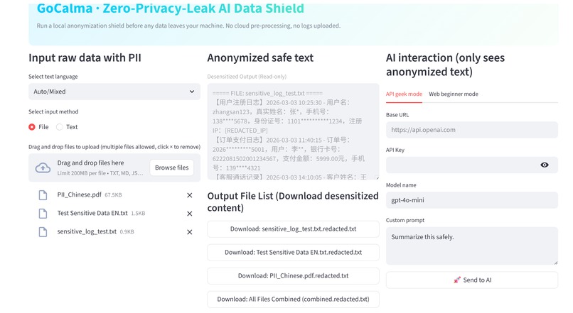 GoCalma Shield: Local AI Data Redaction – screenshot 2