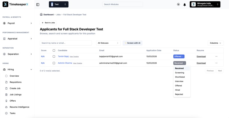 TimekeeperX Hiring Agent: Production-Grade SIP Voice Screen – screenshot 1