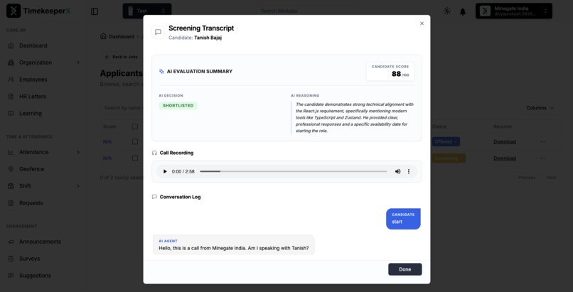 TimekeeperX Hiring Agent: Production-Grade SIP Voice Screen – screenshot 8