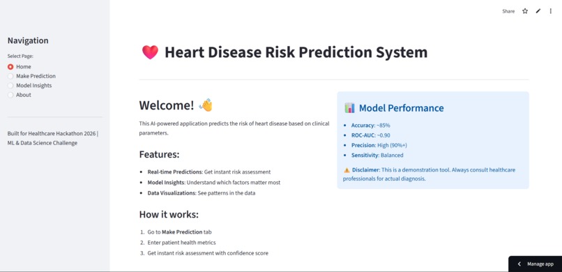 Heart Disease Risk Prediction System – screenshot 1