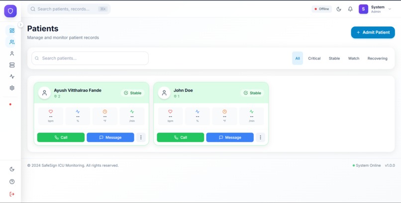 SafeSign – AI Gesture Based Patient Assistance System – screenshot 4