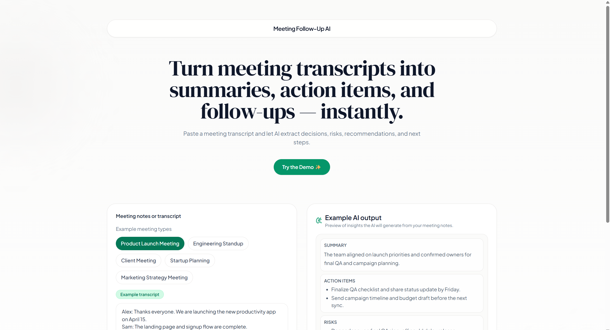 Meeting Follow-Up AI | Devpost