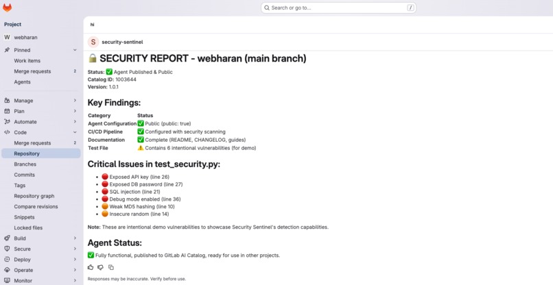 Gitlab Security-Sentinel – On-Demand AI Security Review – screenshot 4