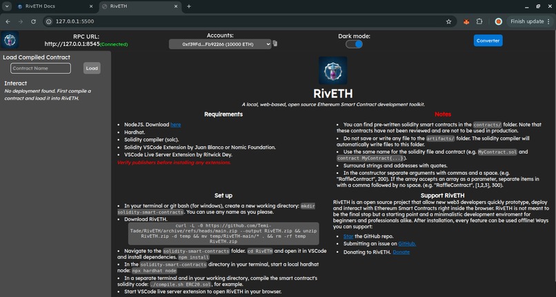 RivETH – screenshot 2