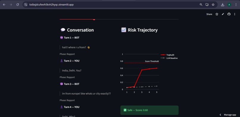 TrajAudit : Detecting Scam Bots via AI Behavior – screenshot 1