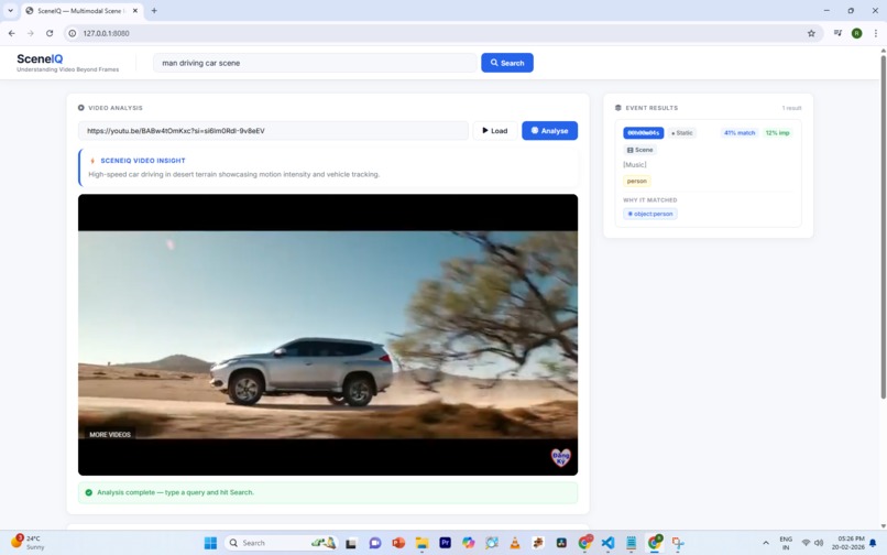 SceneIQ: Temporal Scene Intelligence for Video Search – screenshot 1