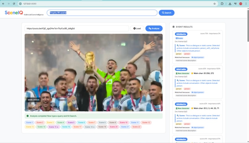 SceneIQ: Temporal Scene Intelligence for Video Search – screenshot 5