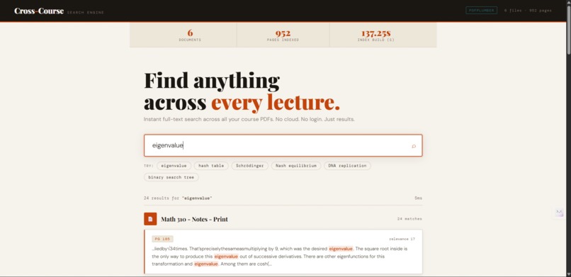 Cross-Course Search – screenshot 3