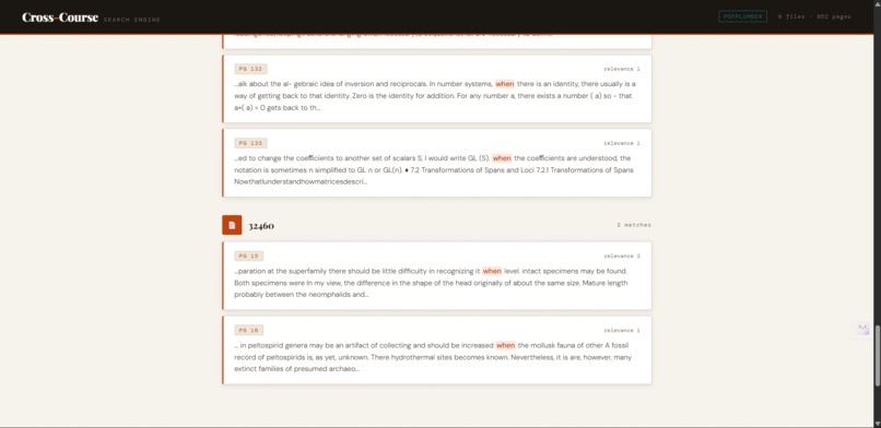 Cross-Course Search – screenshot 2