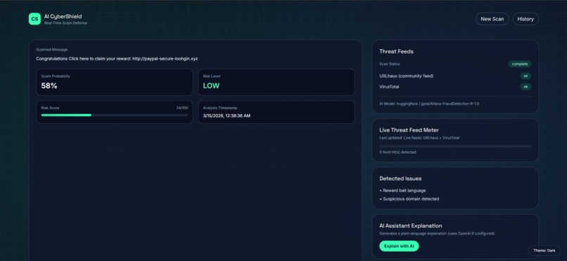 AI CyberShield – Real‑Time Scam & Fraud Detection System – screenshot 3