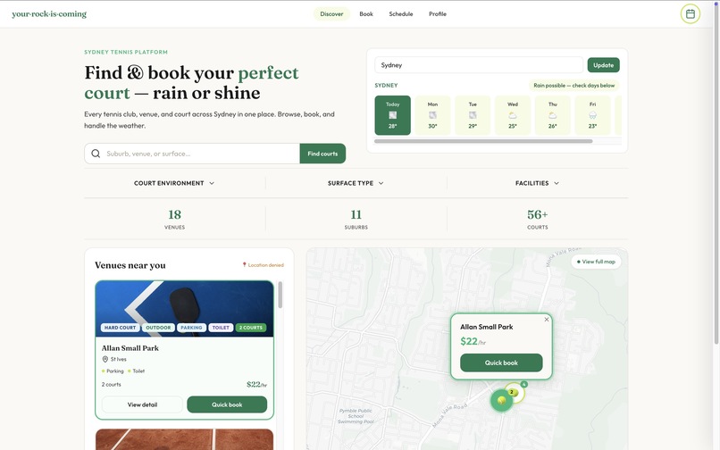 your·rock·is·coming — Sydney Tennis Platform – screenshot 1