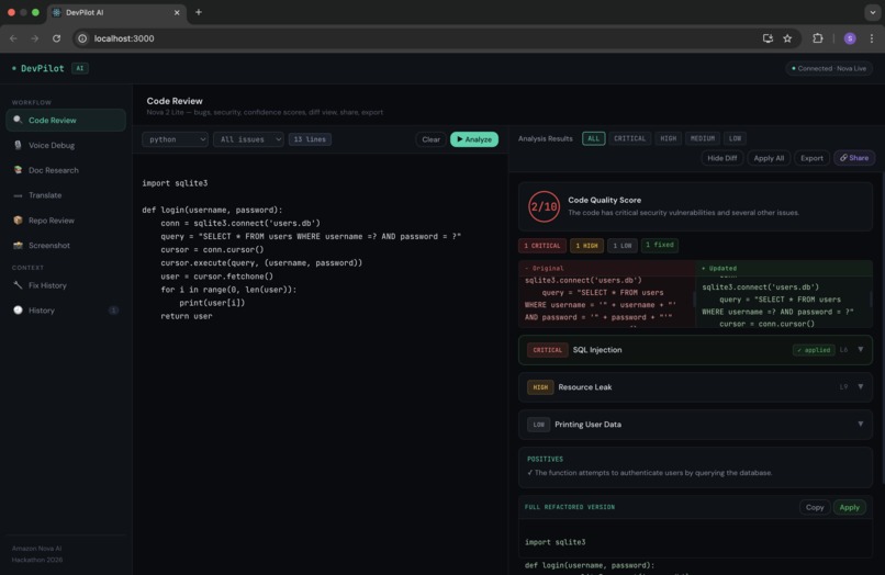 DevPilot AI – screenshot 2