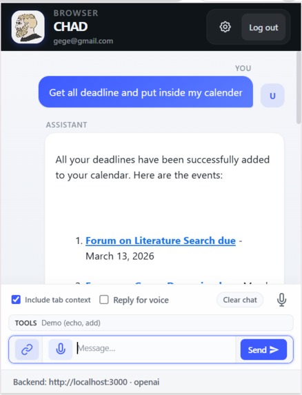 CHAD Extension – screenshot 2