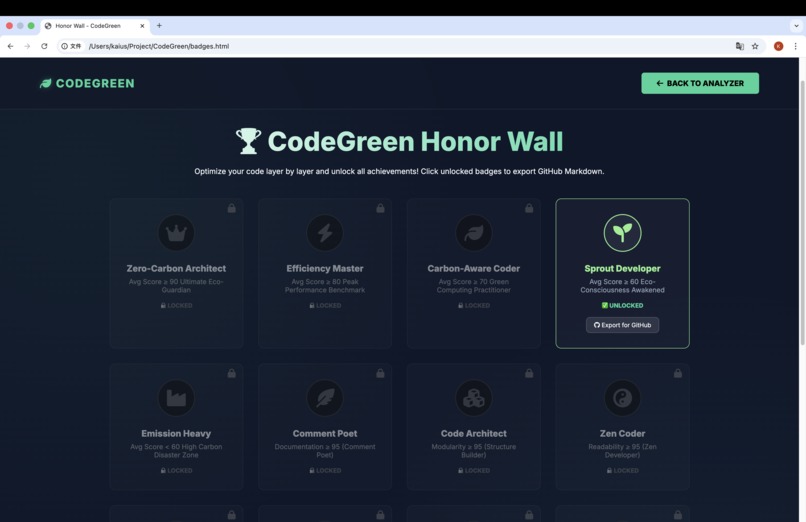CodeGreen – screenshot 2