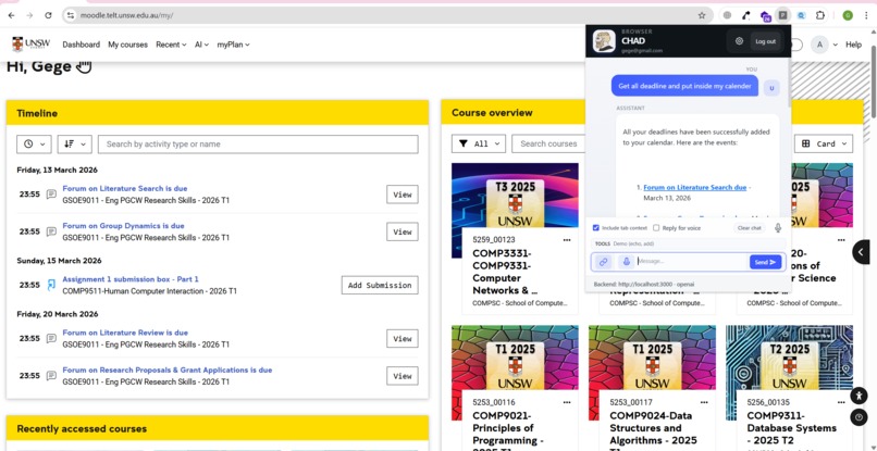 CHAD Extension – screenshot 1