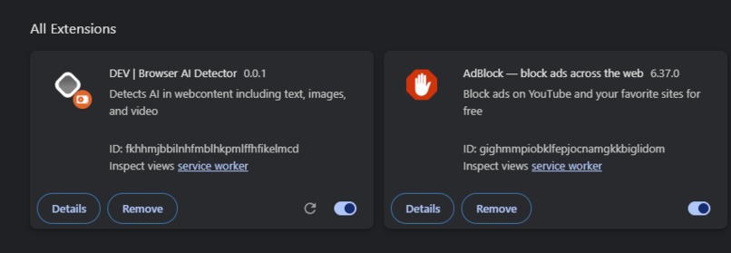 AI Detection Browser Extension – screenshot 1