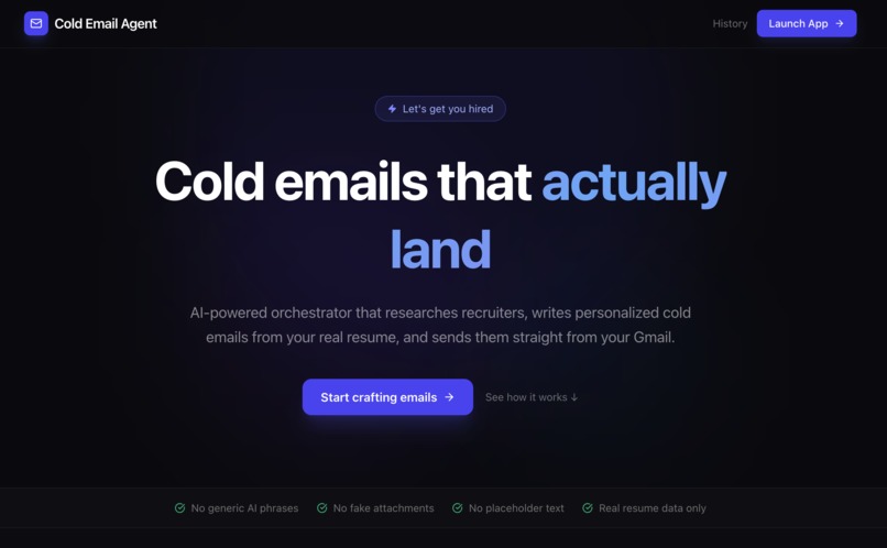 Cold Email Agent – screenshot 1