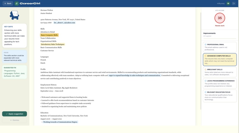 CareerCtrl! – screenshot 2