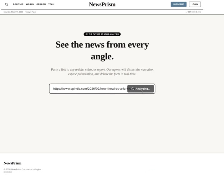 NewsPrism - Live Debating Agentic Perspective for every News – screenshot 1