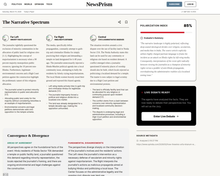 NewsPrism - Live Debating Agentic Perspective for every News – screenshot 2