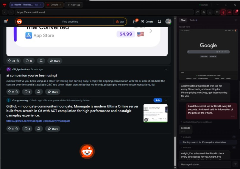 Lobster: The First Native Live Agent Browser – screenshot 3