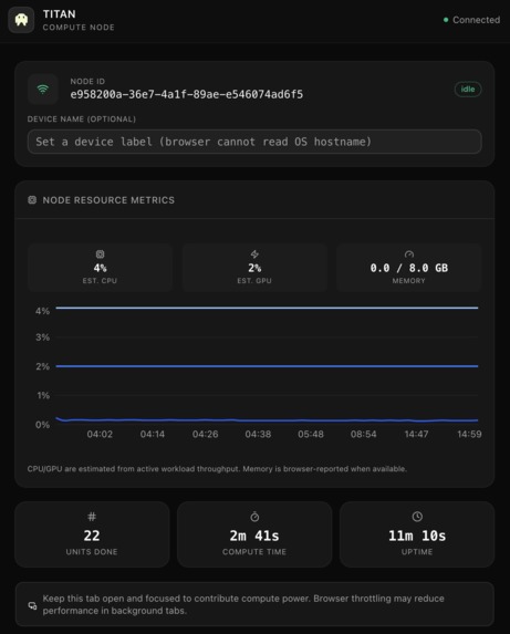 TITAN - Distributed Browser Compute – screenshot 2