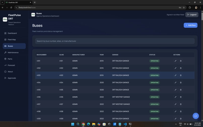 FleetPulseDRT - Transit Operations Platform – screenshot 4