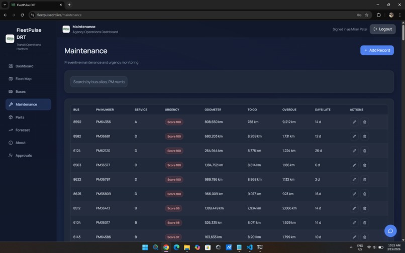 FleetPulseDRT - Transit Operations Platform – screenshot 5