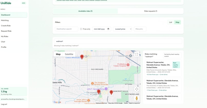UniRide – screenshot 3