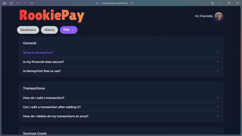 RookiePay – screenshot 1