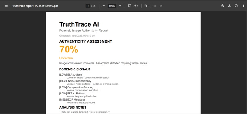 TruthTrace AI – Explainable Image Authenticity Verification – screenshot 2