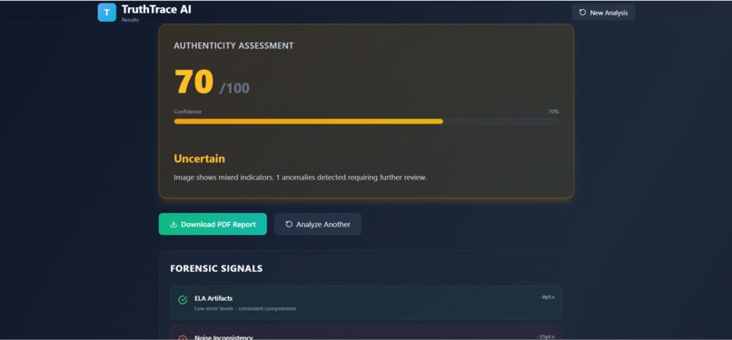 TruthTrace AI – Explainable Image Authenticity Verification – screenshot 3