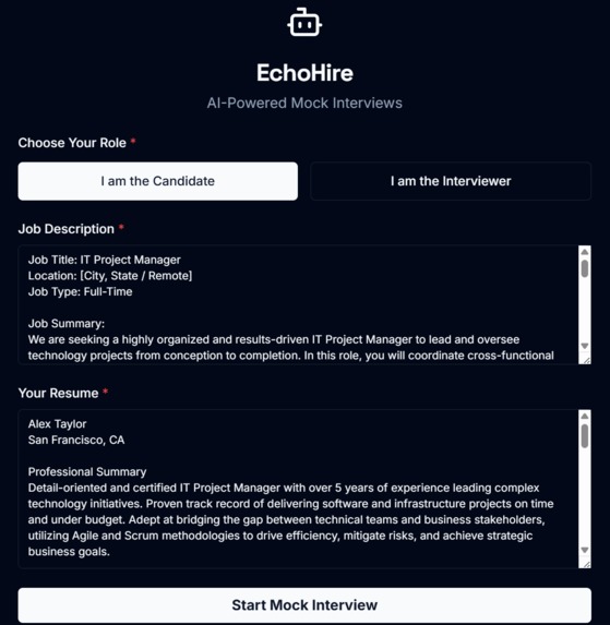 EchoHire: AI-Powered Mock Interviewer – screenshot 3