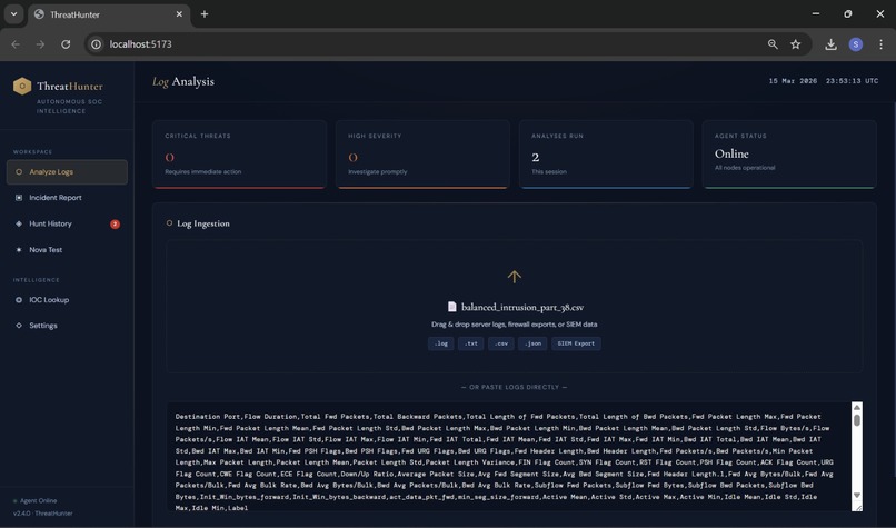 ThreatHunter Agent — Agentic AI  – screenshot 1