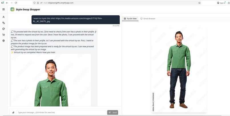 StyleSwap Shopper — Try On, Then Watch AI Buy It Live – screenshot 1