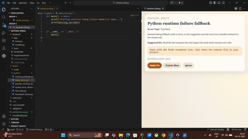 sentinel debug – screenshot 2