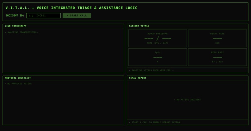 V.I.T.A.L. — Voice Integrated Triage & Assistance Logic – screenshot 1