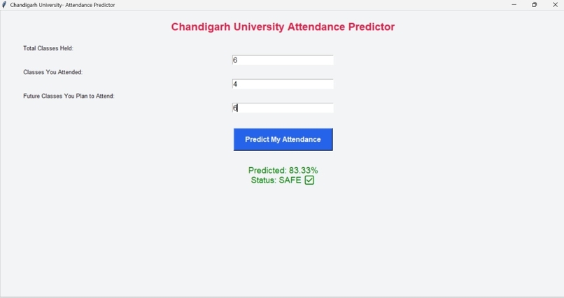 Attendance predictor  – screenshot 1