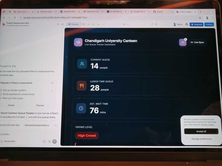 University Canteen queue tracker – screenshot 1