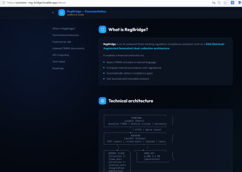 RegBridge: dual-collection RAG — FINMA & private docs – screenshot 14