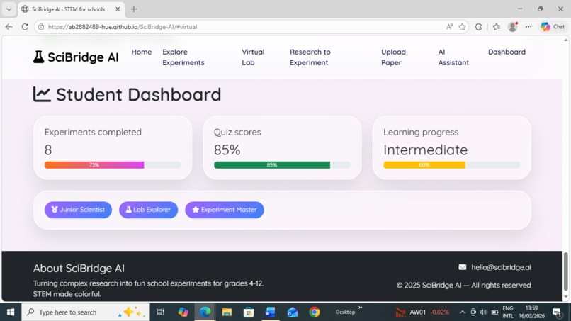 SciBridge AI –Bridge Between Research and School Experiments – screenshot 5