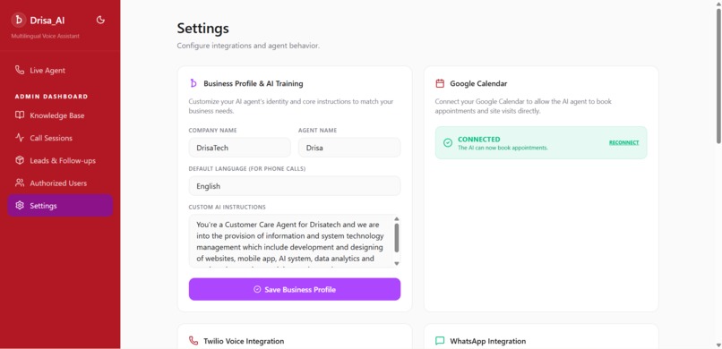 Drisa_AI Multilingual Support Agent – screenshot 3