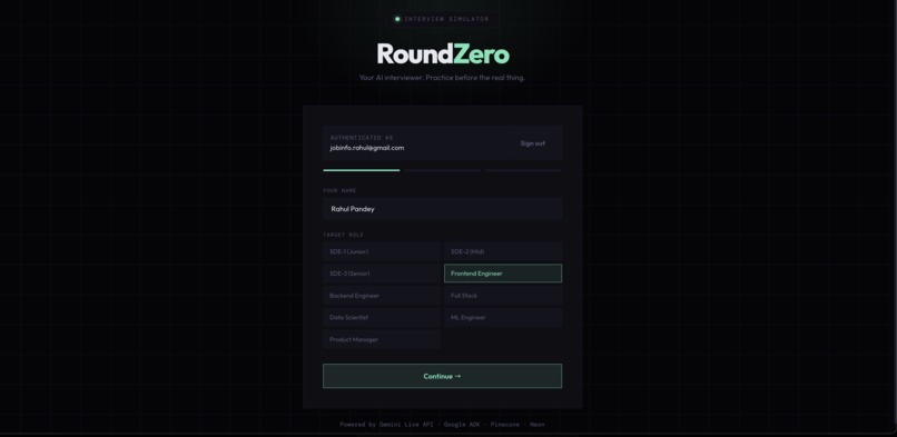 RoundZero: Multimodal AI Interview Coach  – screenshot 1