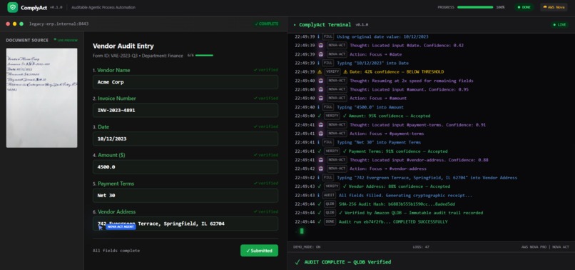 ComplyAct: Governed Agentic AI for Auditable Automation – screenshot 1